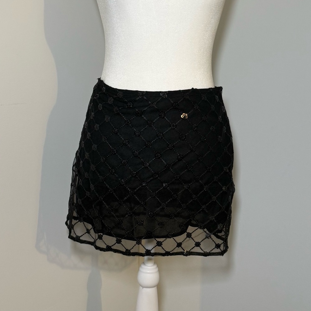 Reformation Black Sequin Mini Skirt